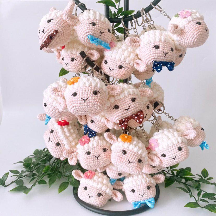 Sheep Figured Hand Knitted (Amigurumi) Keychain