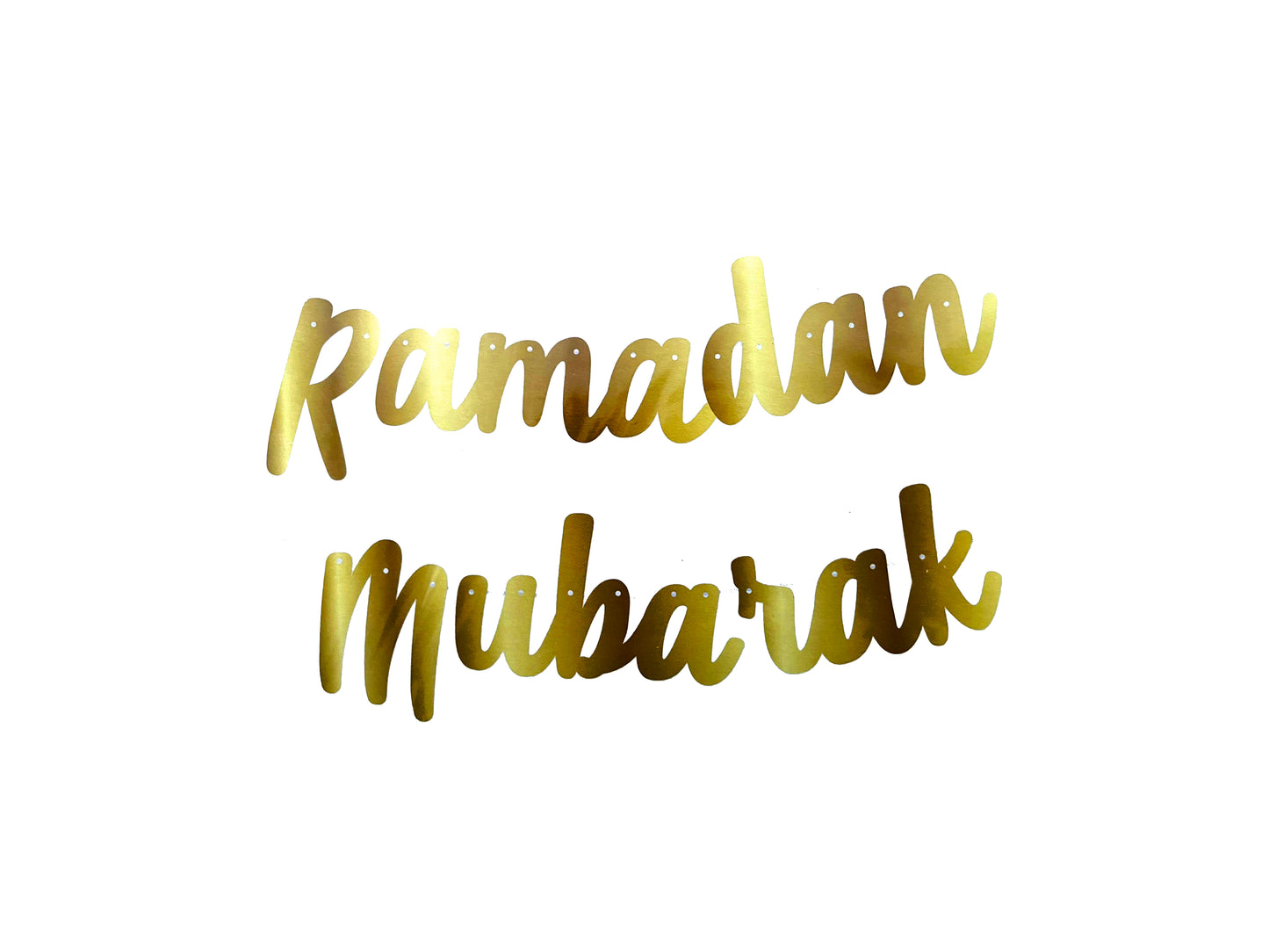 Ramadan Mubarak Kaligrafik Duvar Süsü - Altin Renkli - 200x20 cm