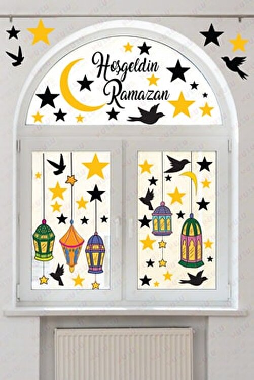 Hoşgeldin Ramazan Bayramı Yapışkanlı Sticker Iz Bırakmayan Duvar Cam Dola
