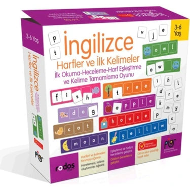 Piar Kids / İngilizce Harfler ve İlk Kelimeler - İlk Okuma, Heceleme, Harf Eşleştirme, ve Kelime Tamamlama Oyunu