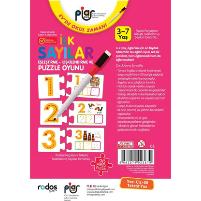 Piar Kids / İlk Sayılar Eşleştirme-Ilişkilendirme ve Puzzle Oyunu / 3-7 Yaş /
