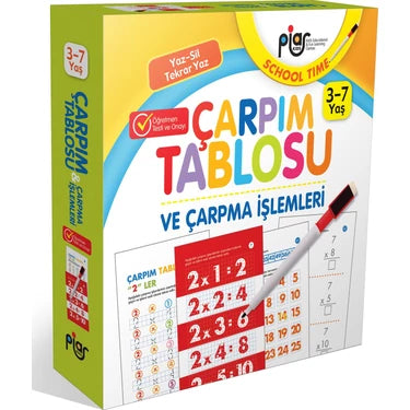 Piar Kids / Çarpım Tablosu ve Çarpma Işlemleri / Yaz-Sil-Tekrar Yaz / 3-7 Yaş

2 Değerlendirme