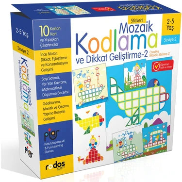 Piar Kids / Stickerlı Mozaik Kodlama ve Dikkat Geliştirme 2 /Seviye 2 / 2-5 Yaş