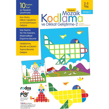 Piar Kids / Stickerlı Mozaik Kodlama ve Dikkat Geliştirme 2 /Seviye 2 / 2-5 Yaş